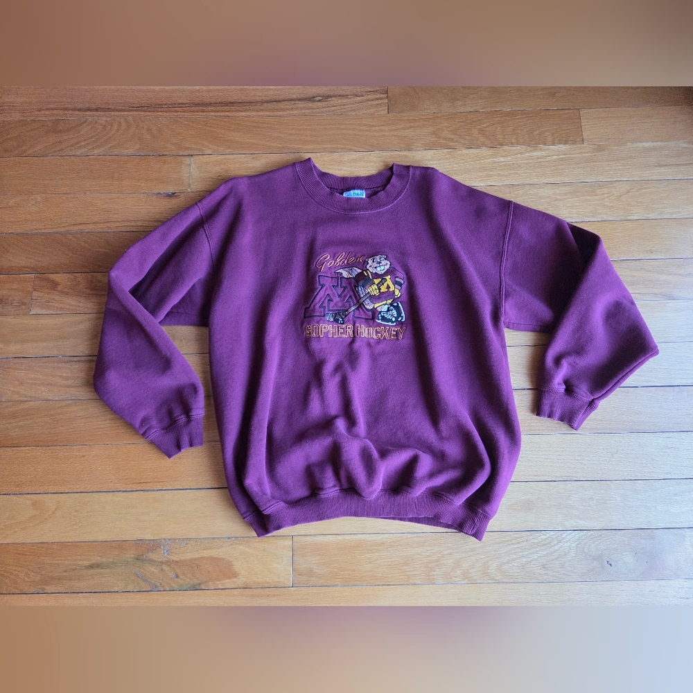 Vintage University Of Minnesota Gopher Hockey‎ Sweatshirt Unisex Large